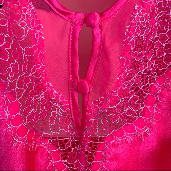 Victorias Secret Y2k Strappy Mini Slip Dress Nightie M Satin Lace Pink Boudoir - Picture 4 of 9